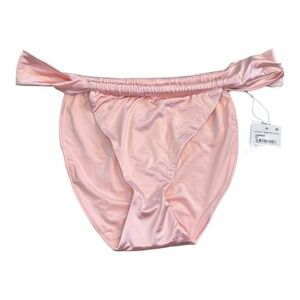 Good American Bubble Pink Satin Ruched Side Tie Bikini Bali Bottom Size 5 XXL